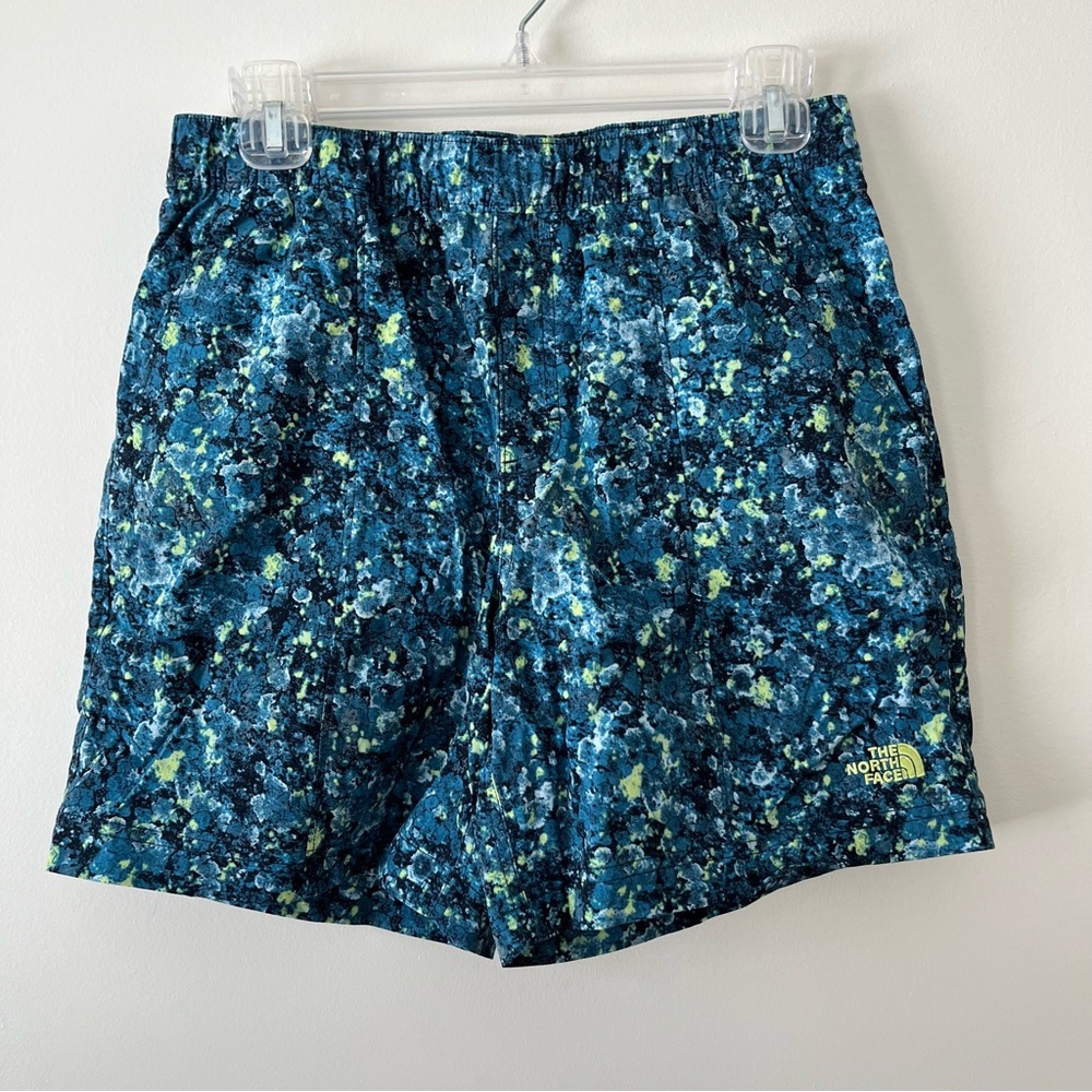 Men's The North Face Swim Shorts Small Blue Neon Green Splatter